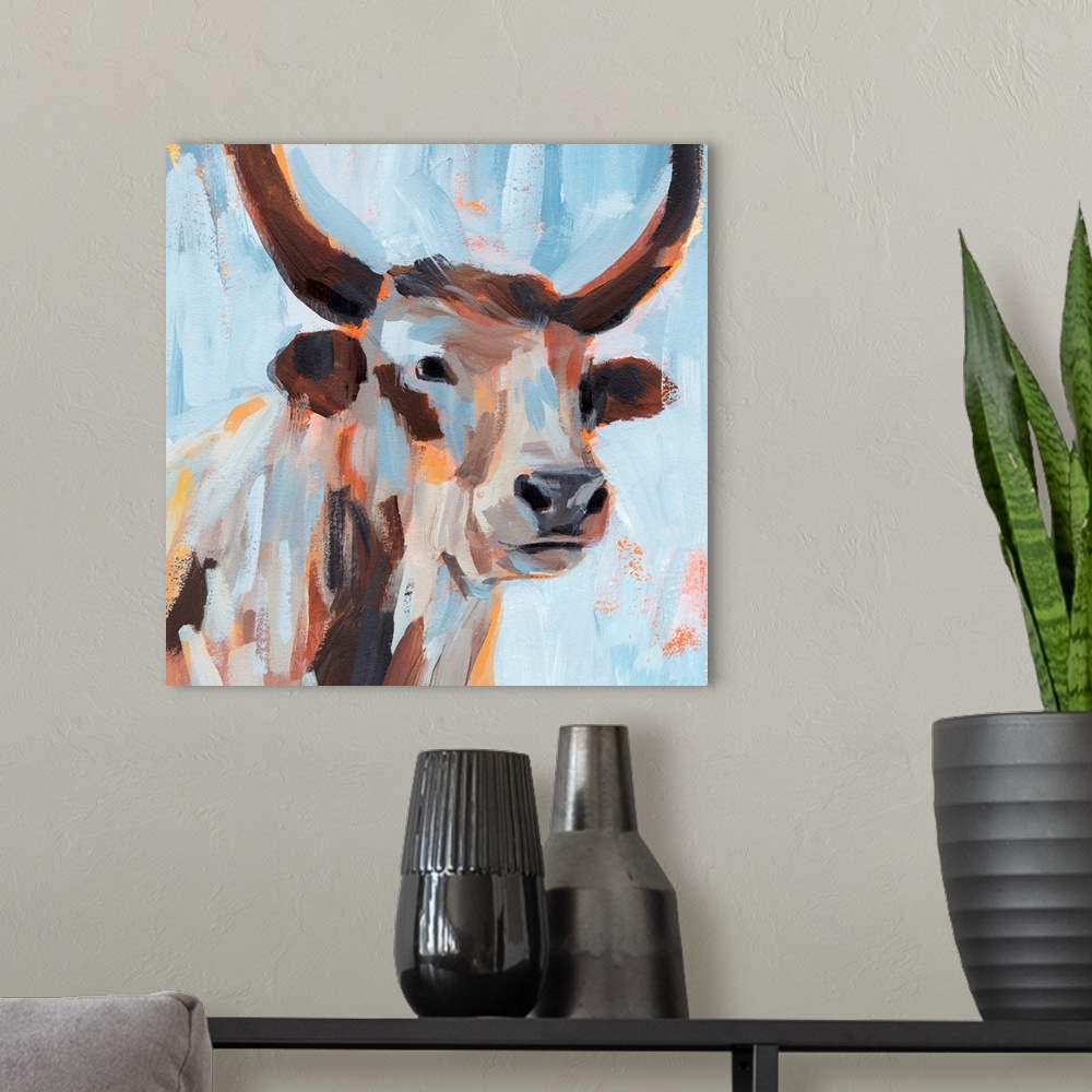 A modern room featuring Vivid Cattle I