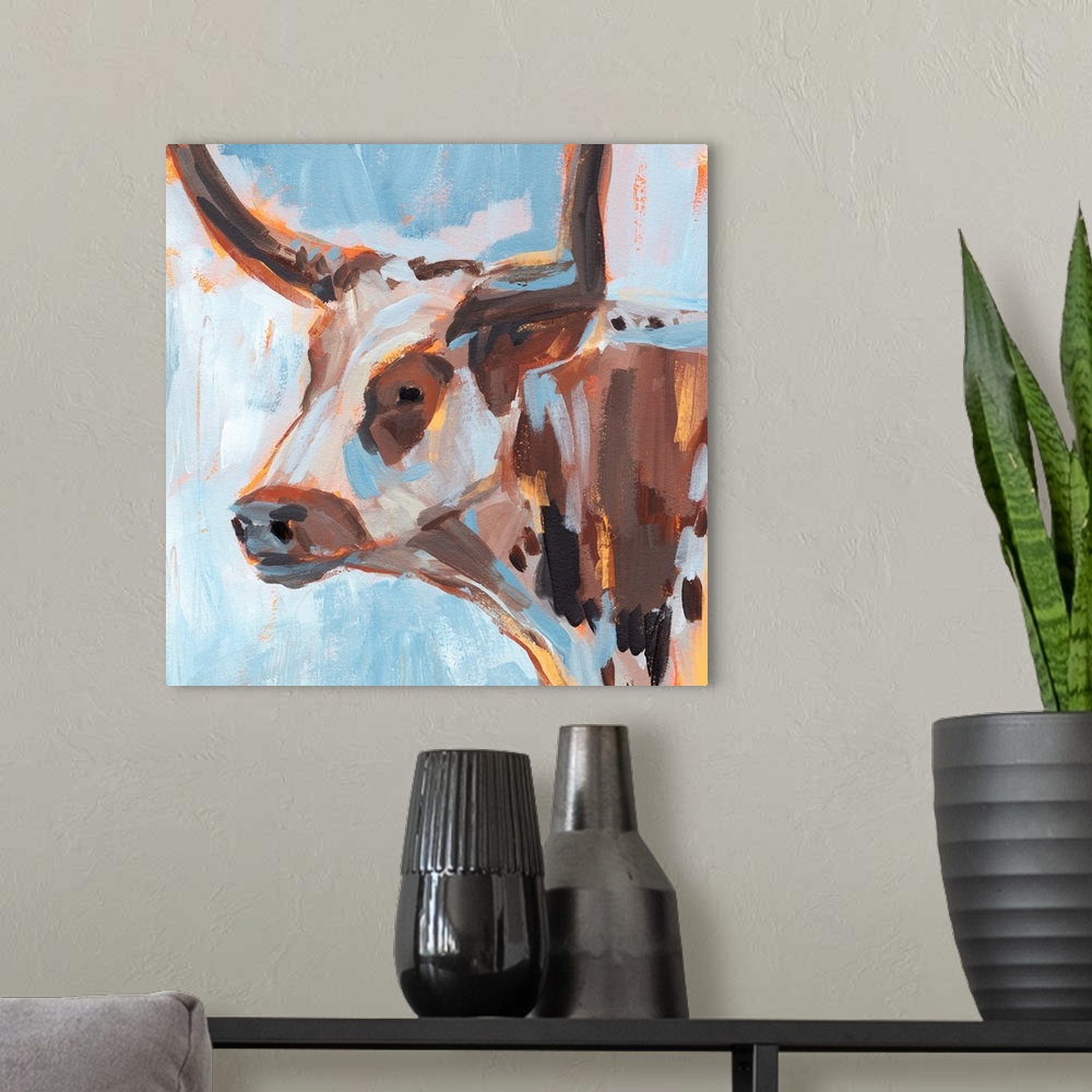 A modern room featuring Vivid Cattle II
