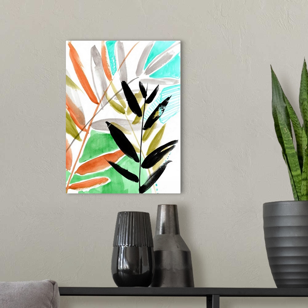 A modern room featuring Vivid Fronds I