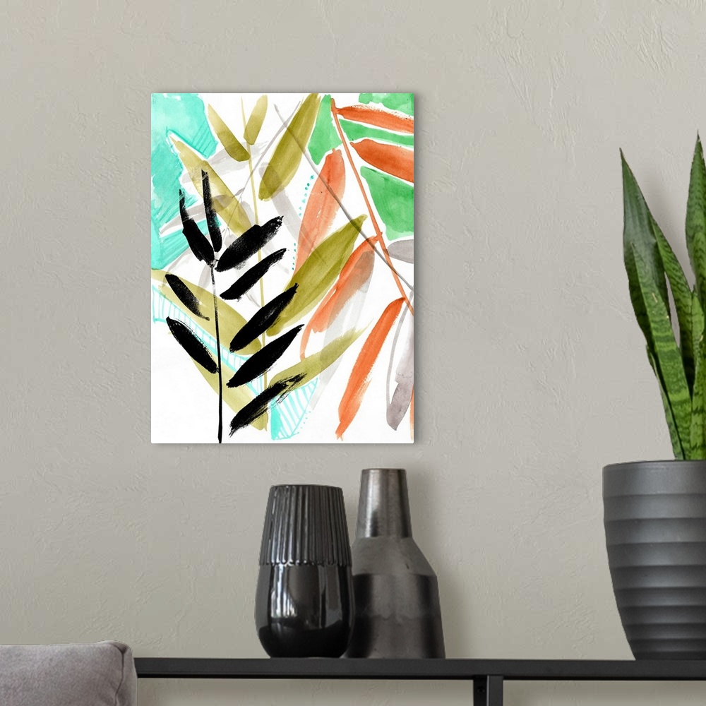 A modern room featuring Vivid Fronds II
