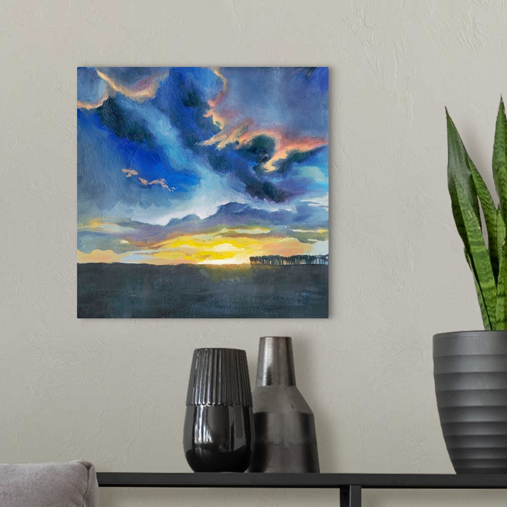 A modern room featuring Vivid Sunset I