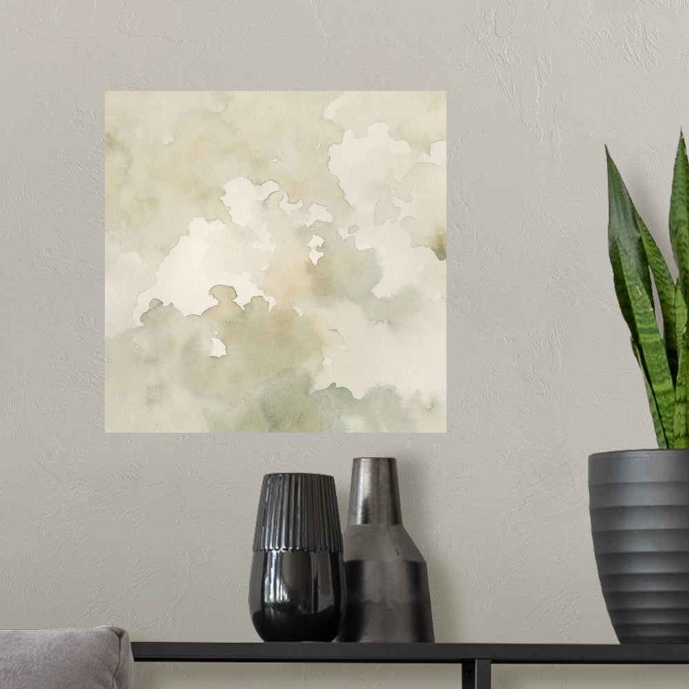 A modern room featuring Warm Clouds Abstract I