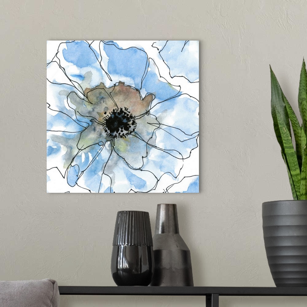 A modern room featuring Water Blossoms II