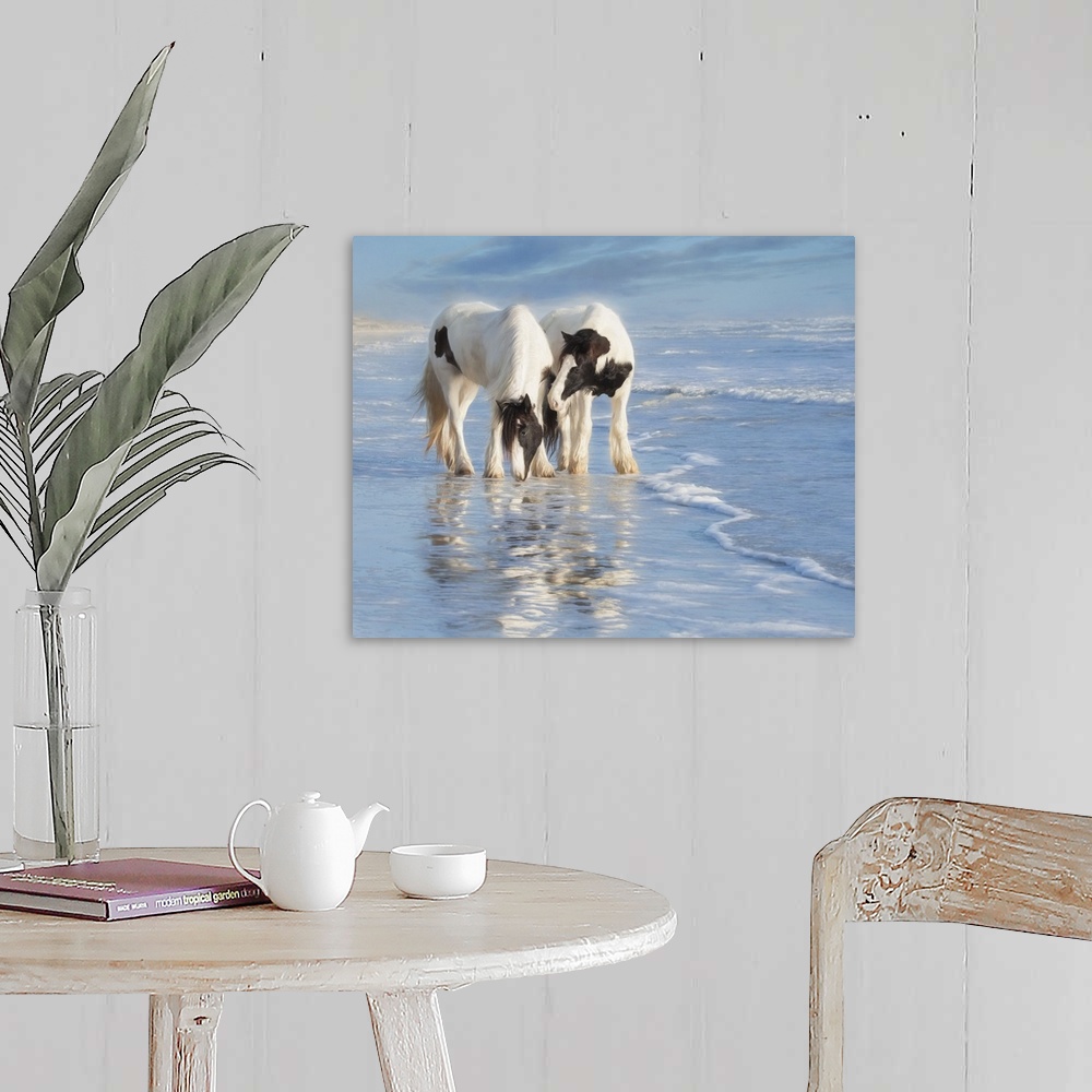 A farmhouse room featuring Water Horses I