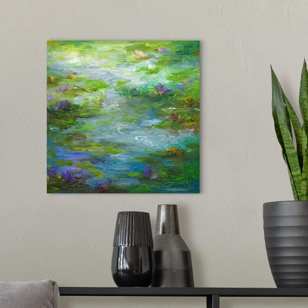 A modern room featuring Water Lily Pond 1