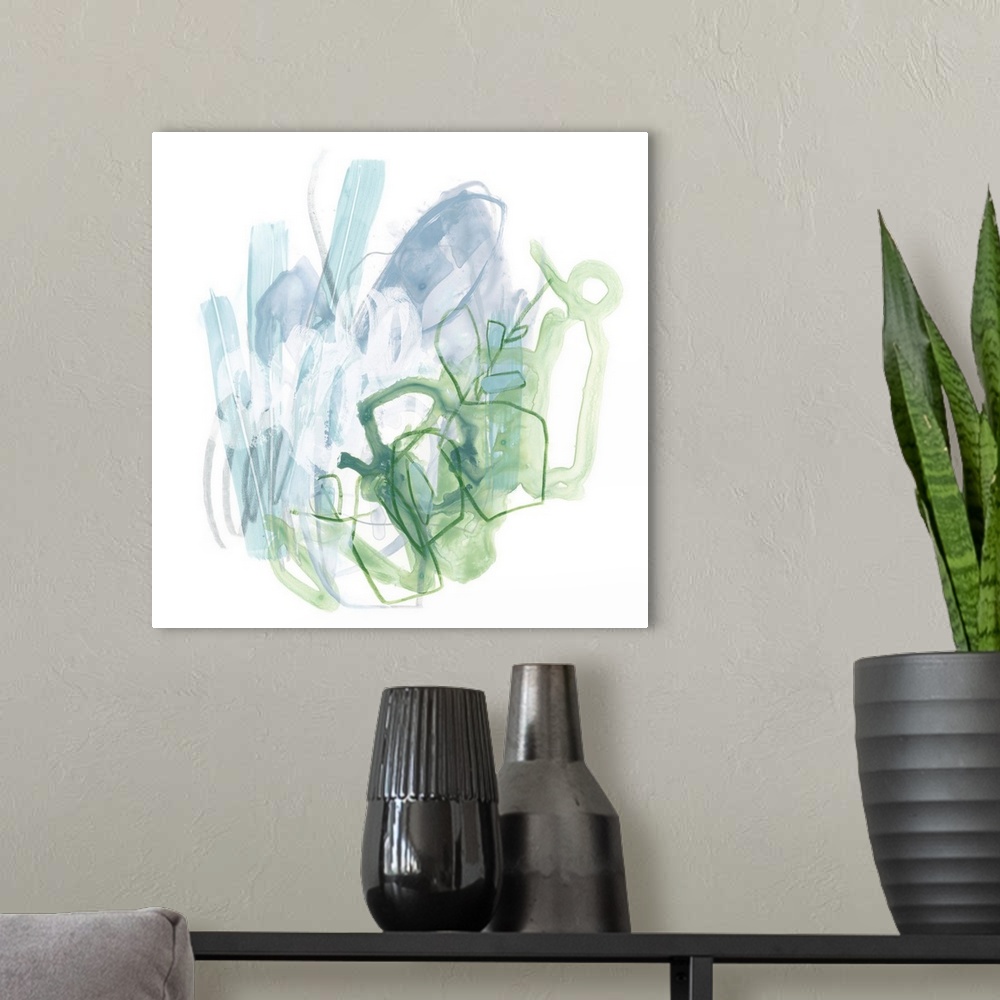 A modern room featuring Water Sprig I