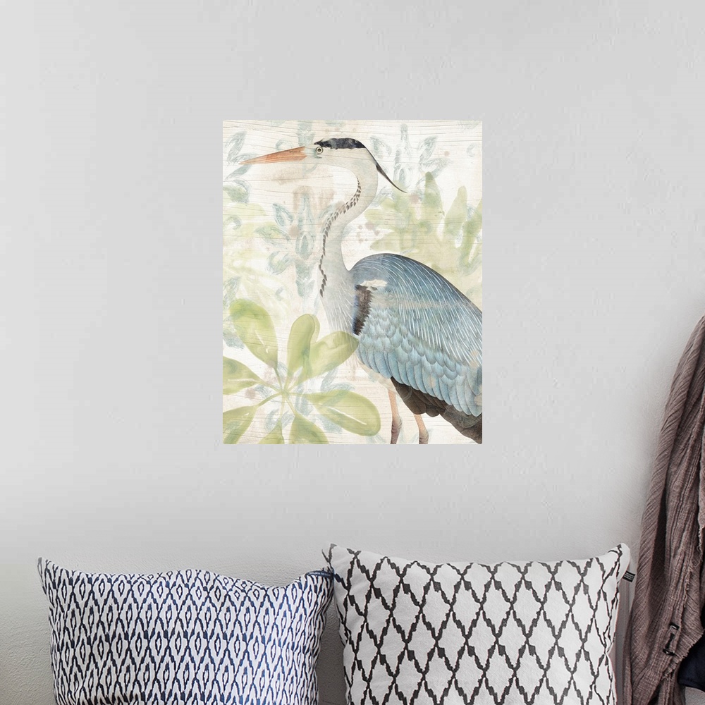 A bohemian room featuring Waterbird Tapestry I