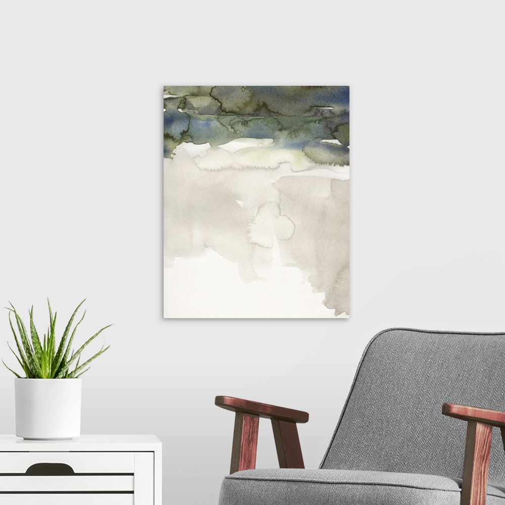 A modern room featuring Watercolor Abstract Horizon III