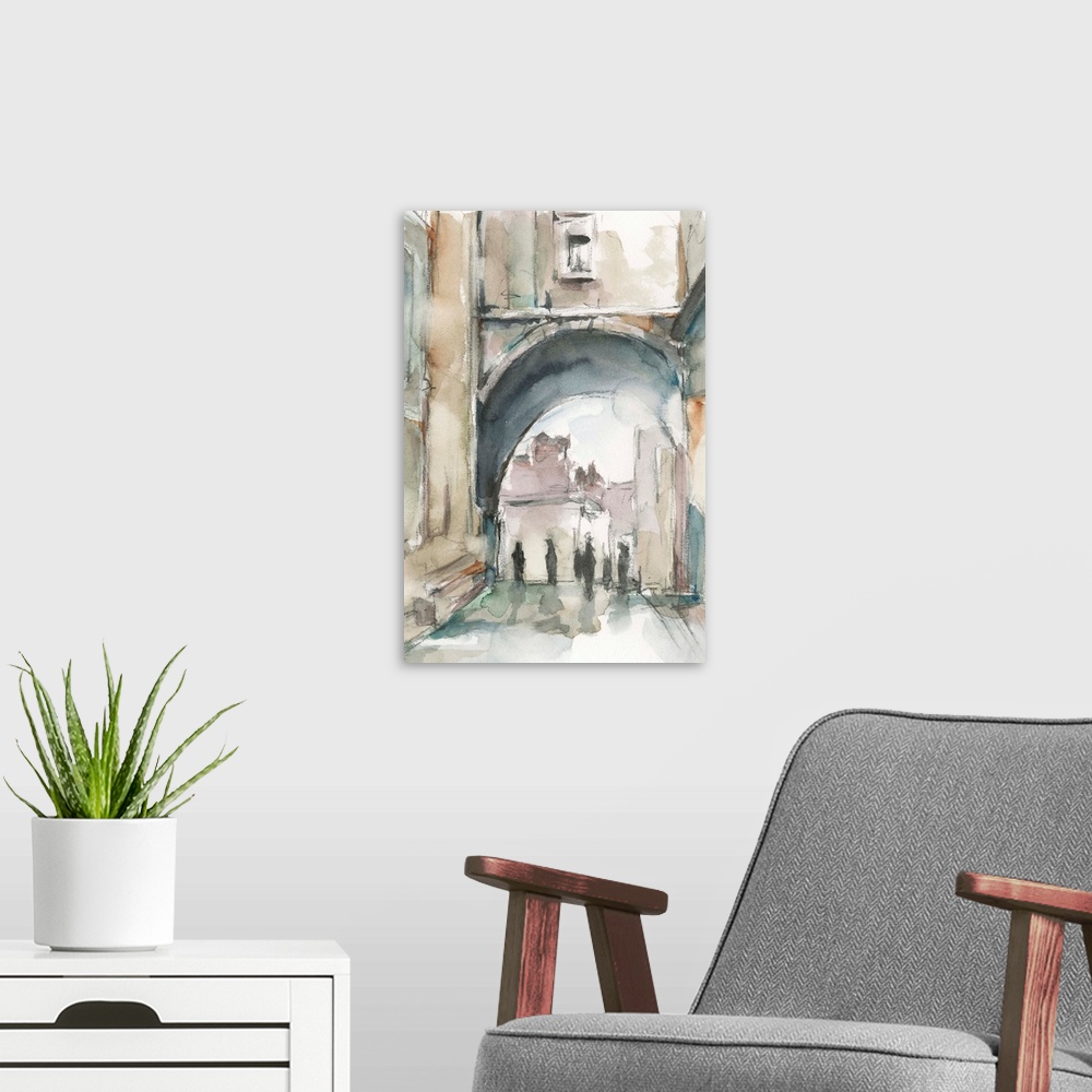 A modern room featuring Watercolor Arch Studies II