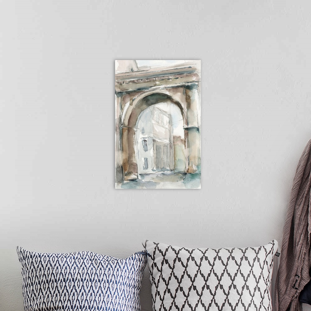A bohemian room featuring Watercolor Arch Studies III