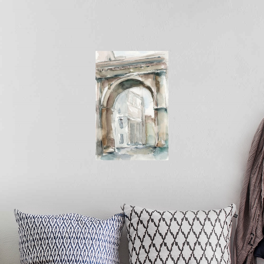 A bohemian room featuring Watercolor Arch Studies III