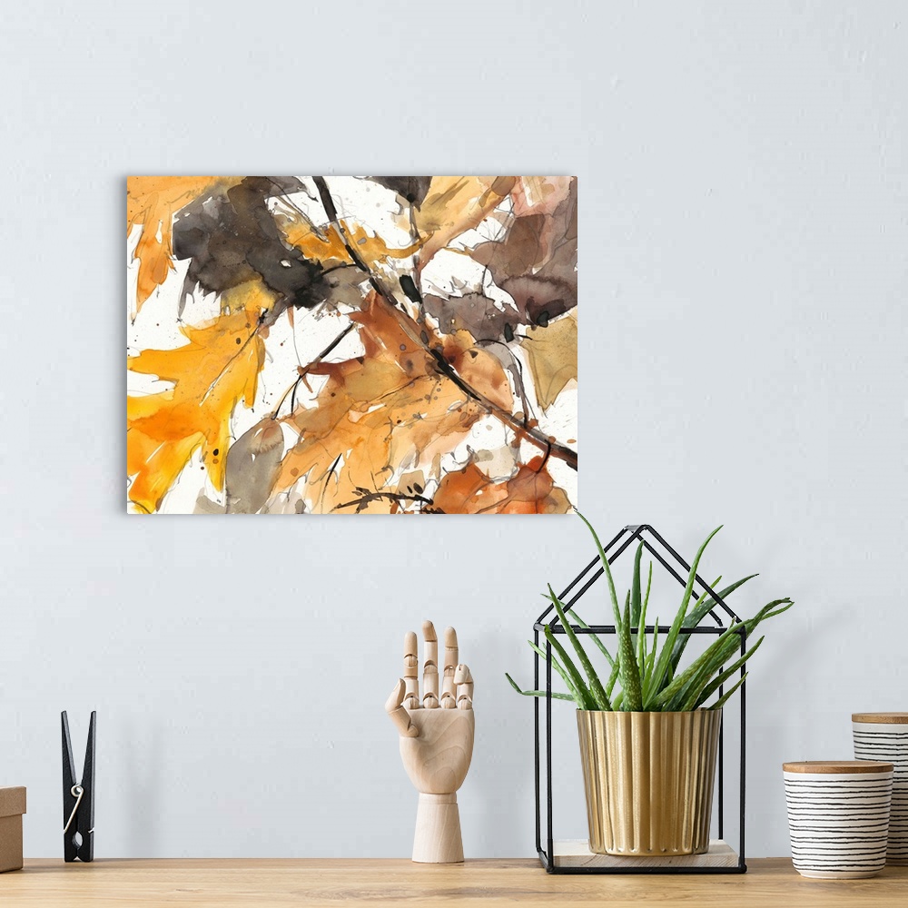 A bohemian room featuring Watercolor Autumn Leaves I