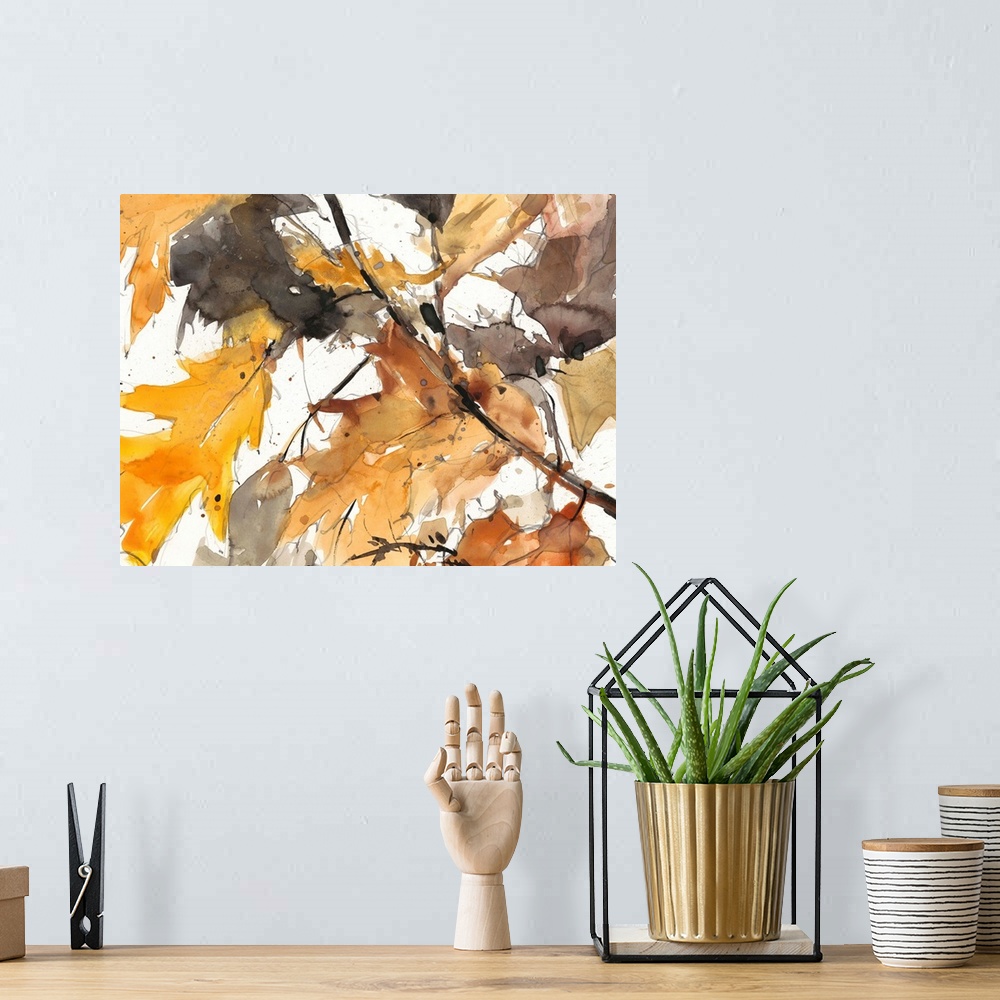 A bohemian room featuring Watercolor Autumn Leaves I