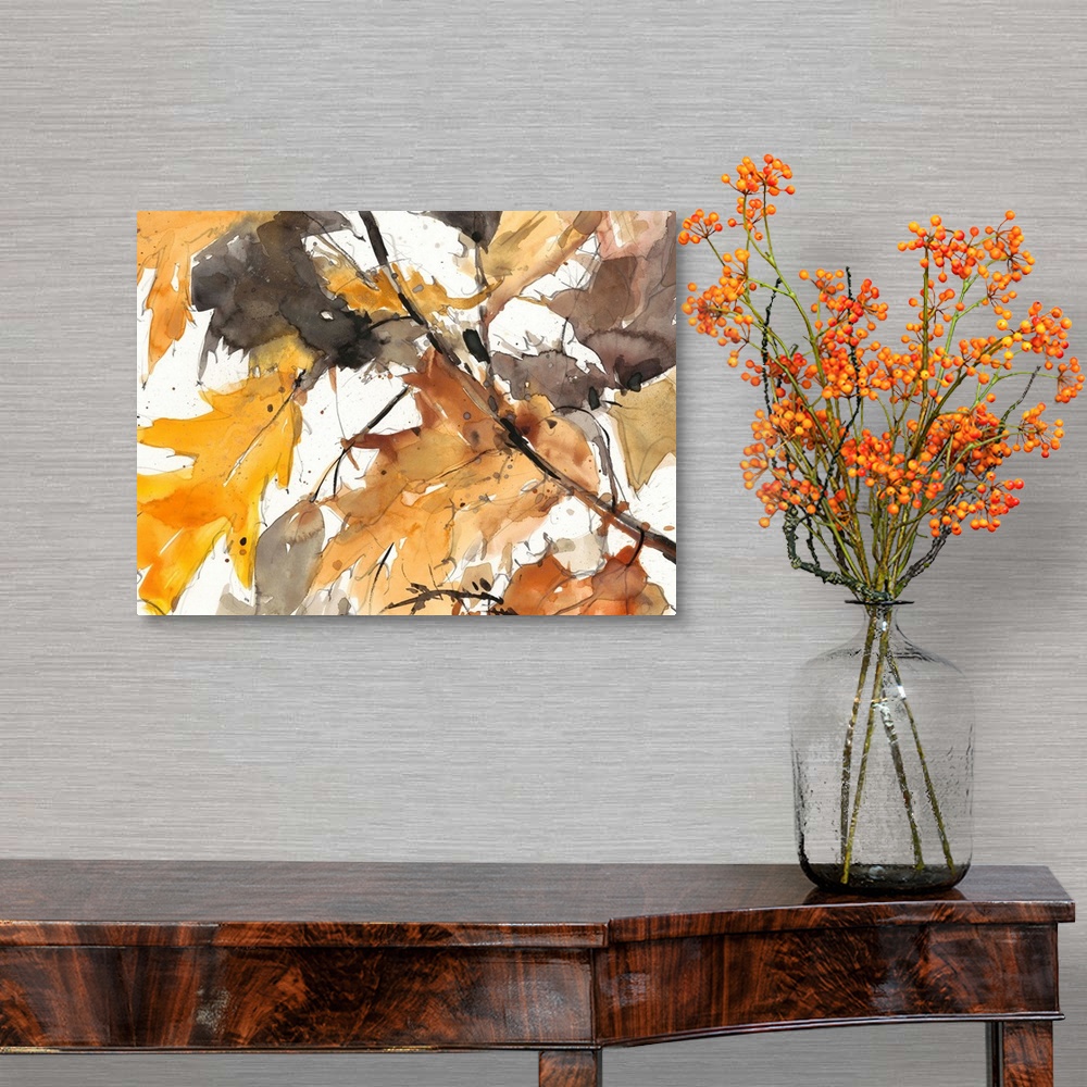 A traditional room featuring Watercolor Autumn Leaves I