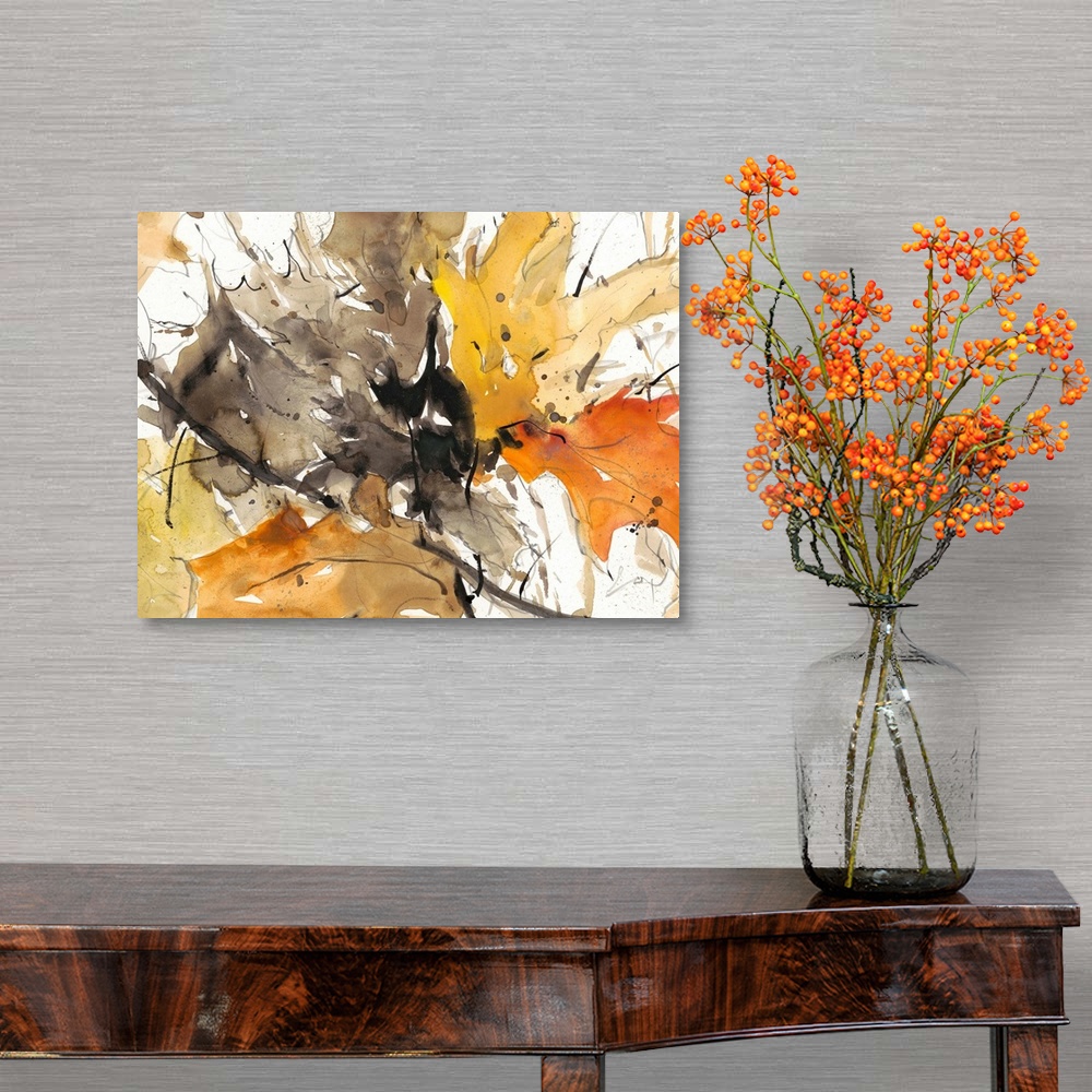 A traditional room featuring Watercolor Autumn Leaves II