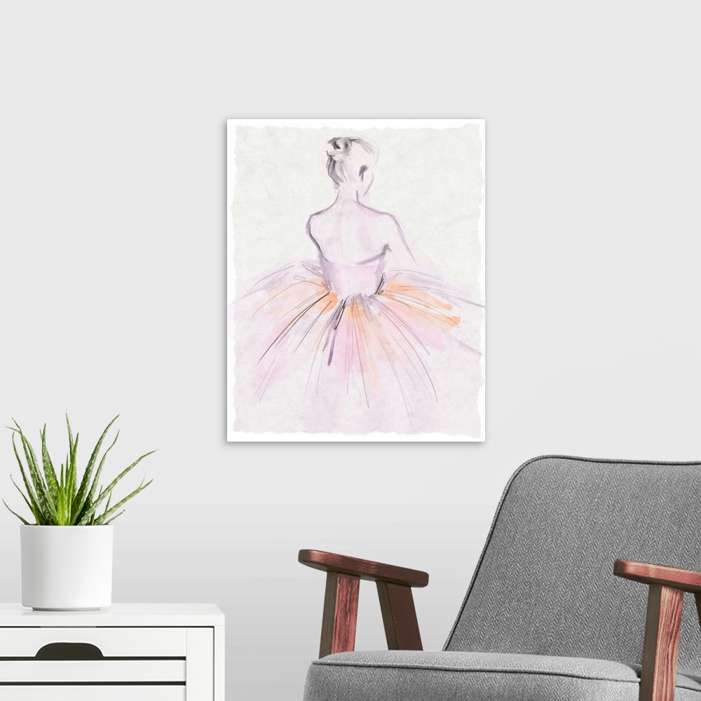 A modern room featuring Watercolor Ballerina II