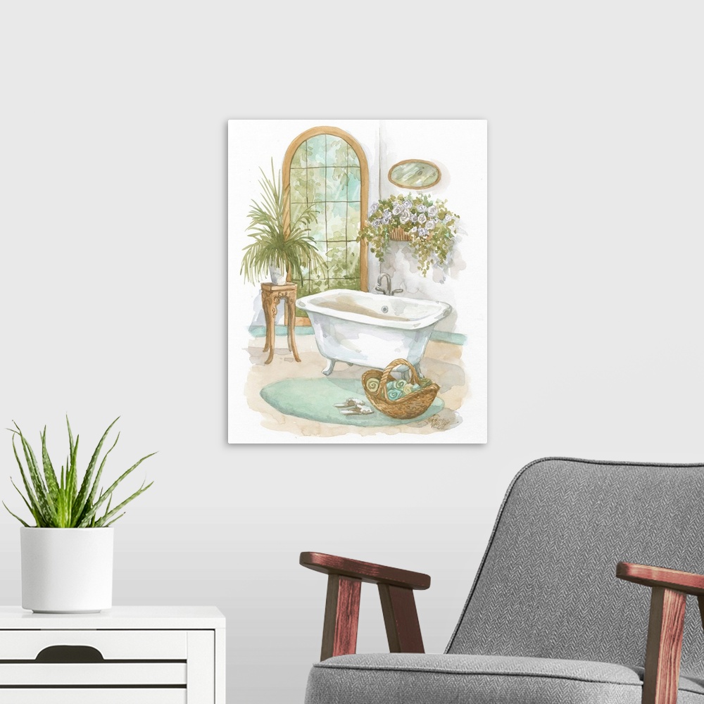 A modern room featuring Watercolor Bath in Spa II