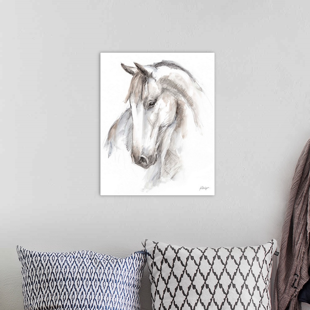 A bohemian room featuring Watercolor Equine Study II