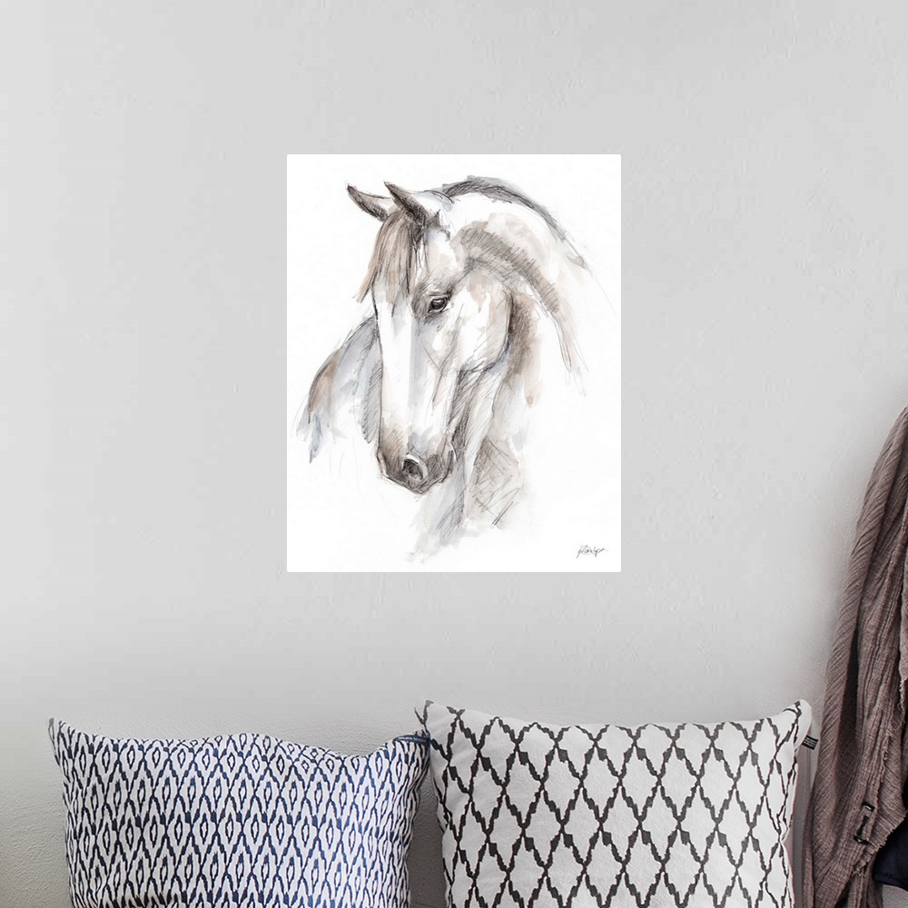 A bohemian room featuring Watercolor Equine Study II