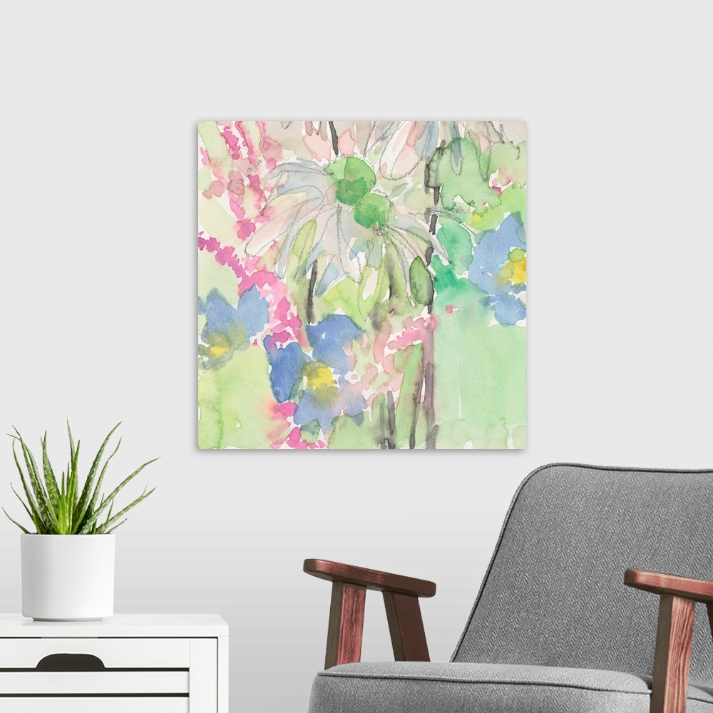 A modern room featuring Watercolor Floral Accent I