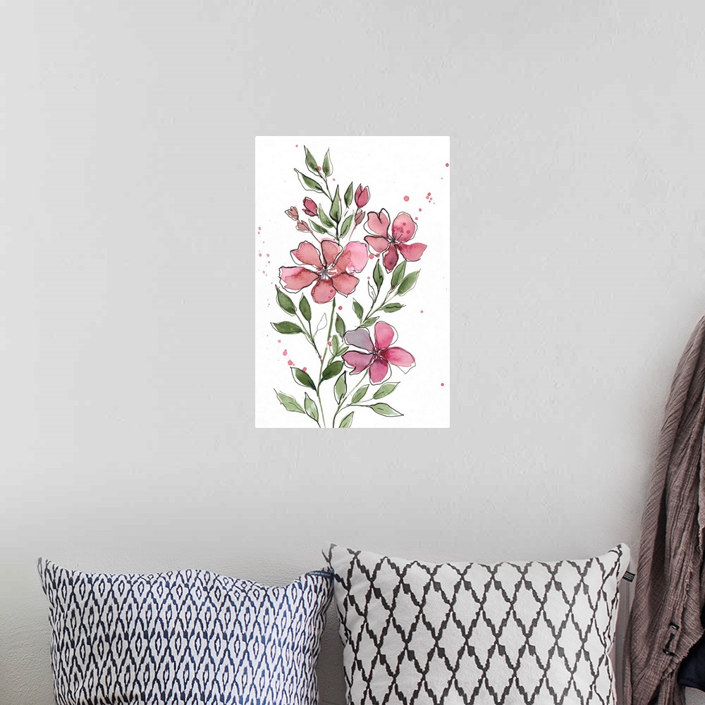 A bohemian room featuring Watercolor Floral Stems I