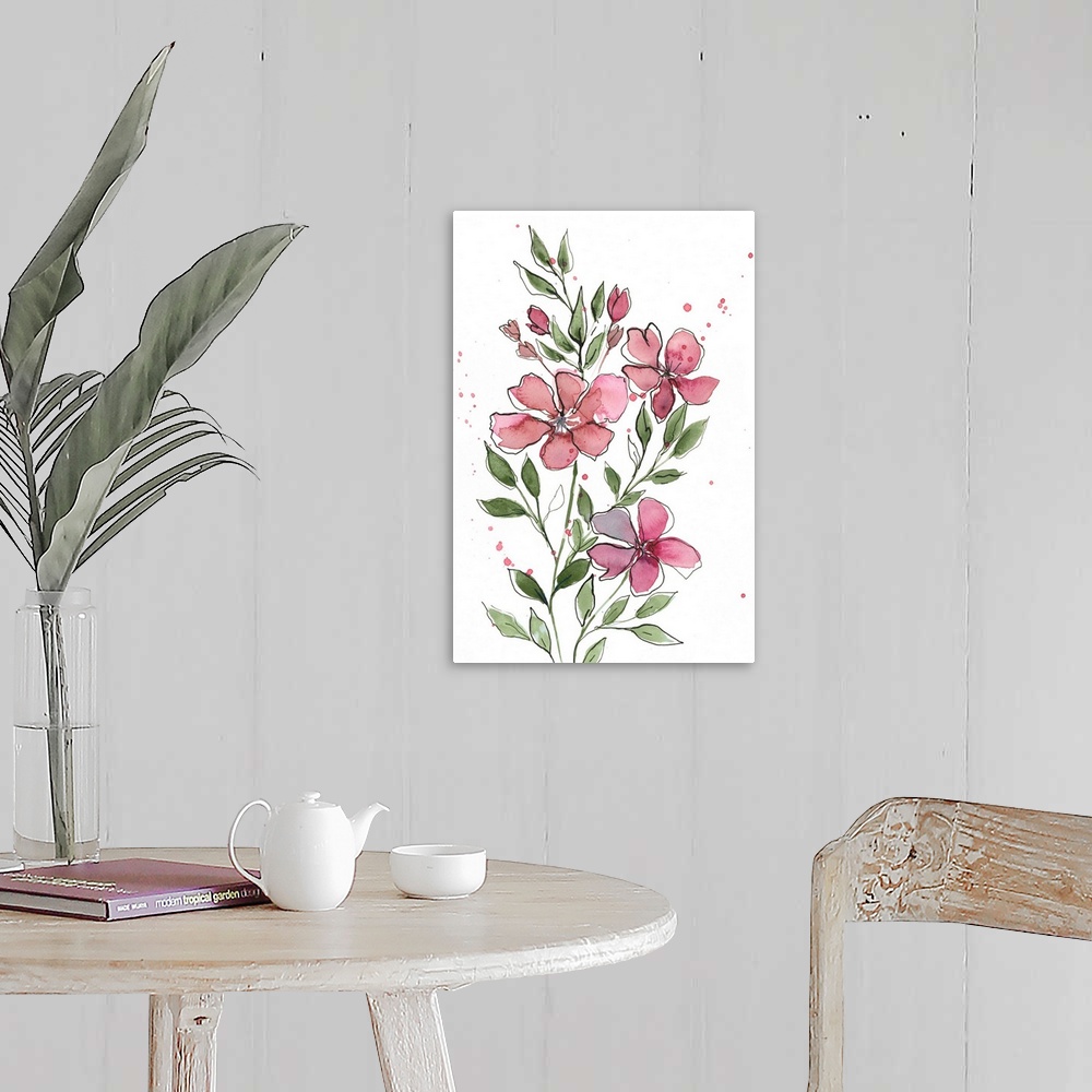 A farmhouse room featuring Watercolor Floral Stems I