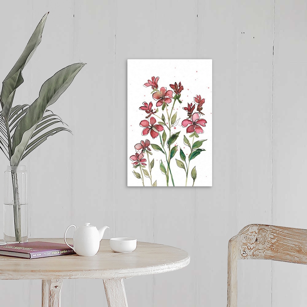 A farmhouse room featuring Watercolor Floral Stems II