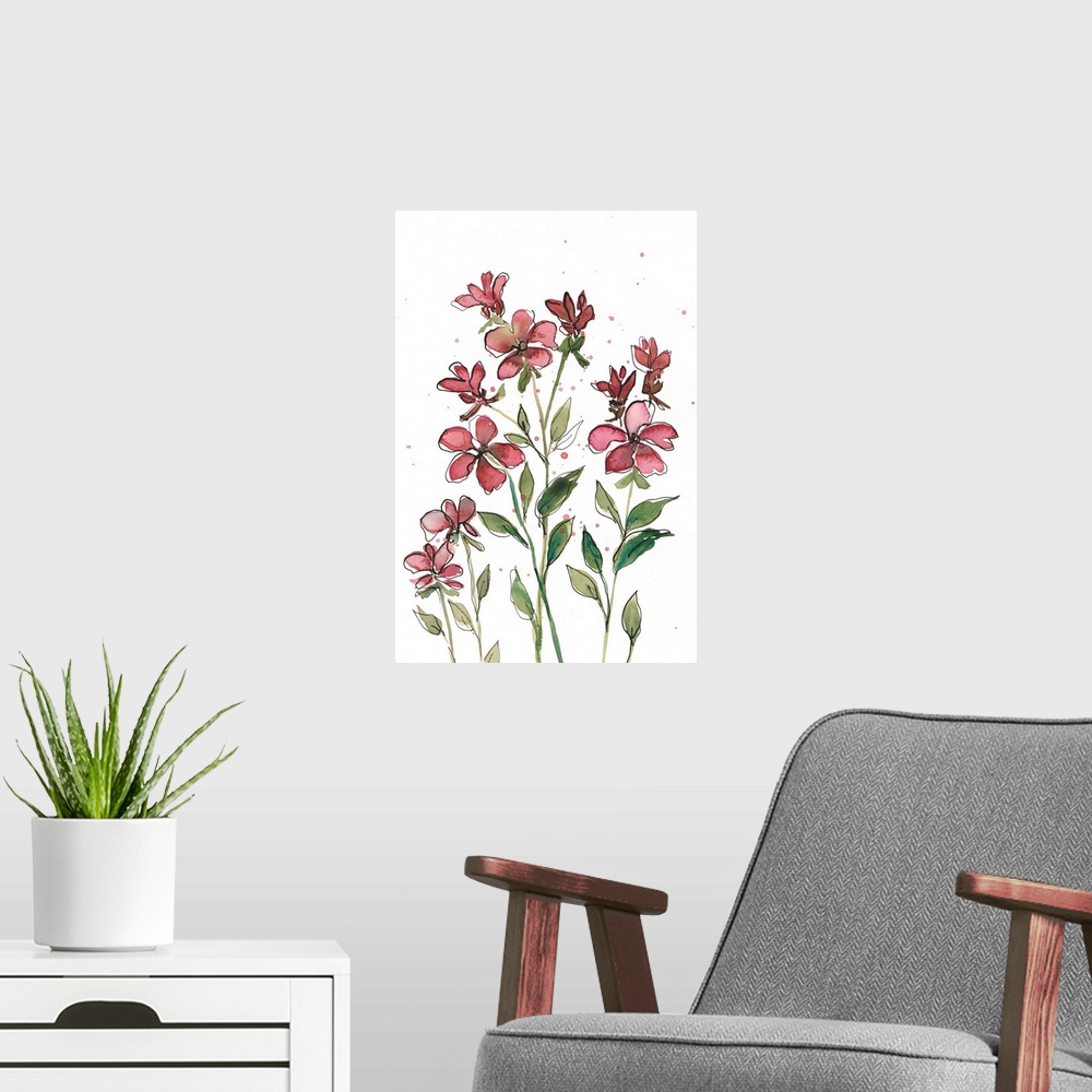 A modern room featuring Watercolor Floral Stems II