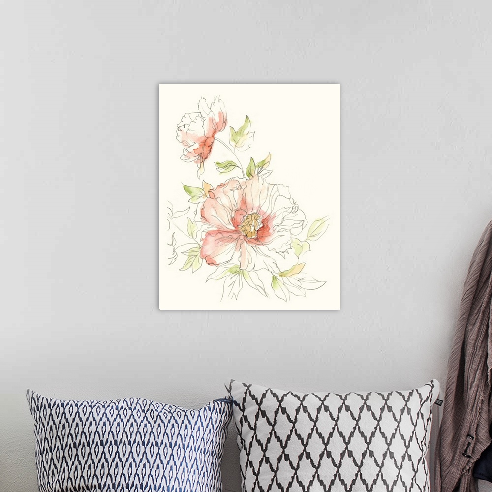 A bohemian room featuring Watercolor Floral Variety I