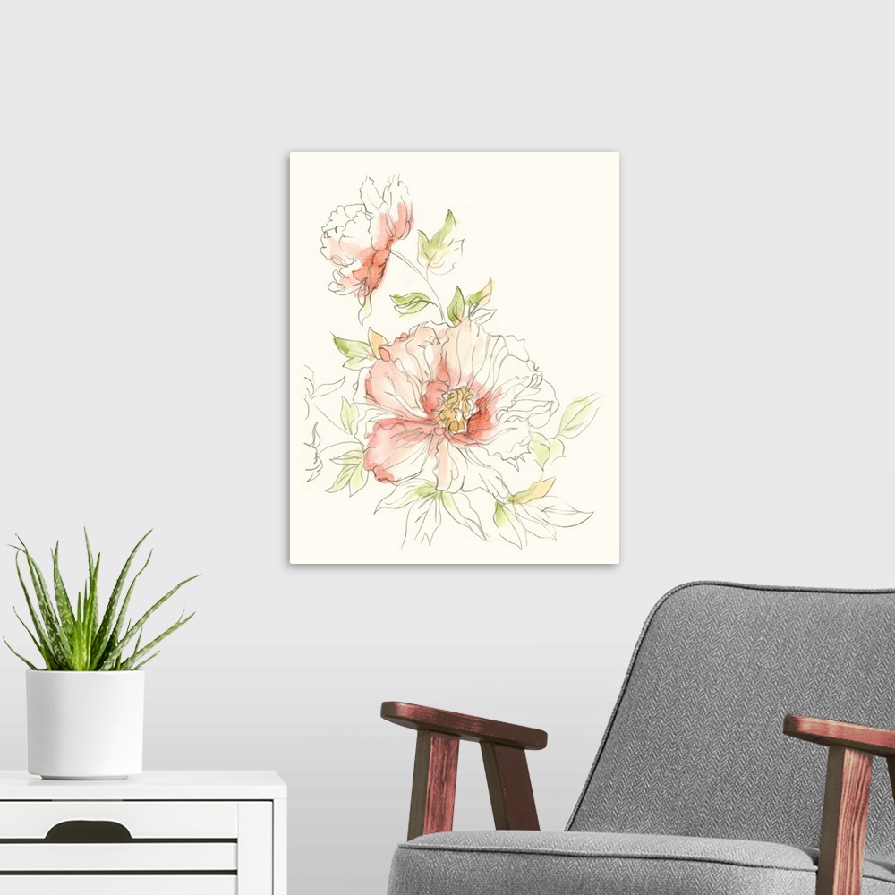 A modern room featuring Watercolor Floral Variety I