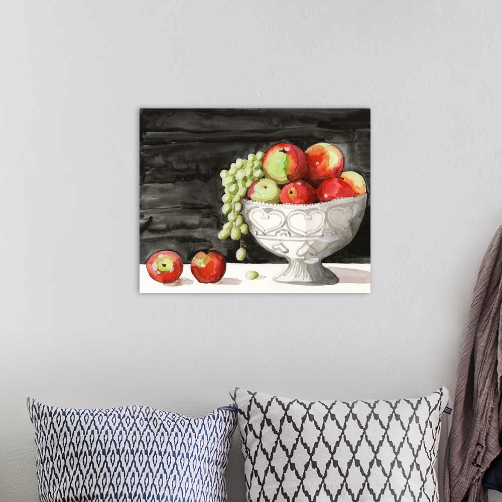 A bohemian room featuring Watercolor Fruit Bowl I