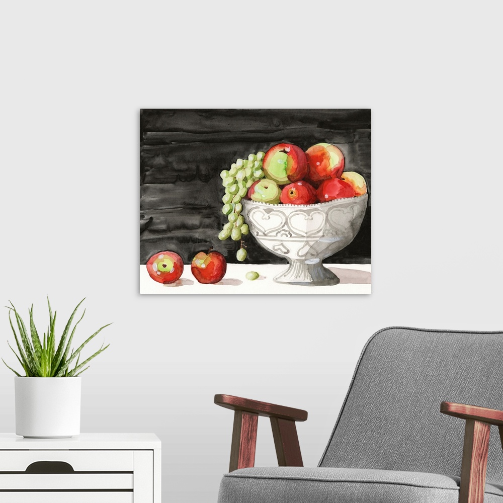 A modern room featuring Watercolor Fruit Bowl I
