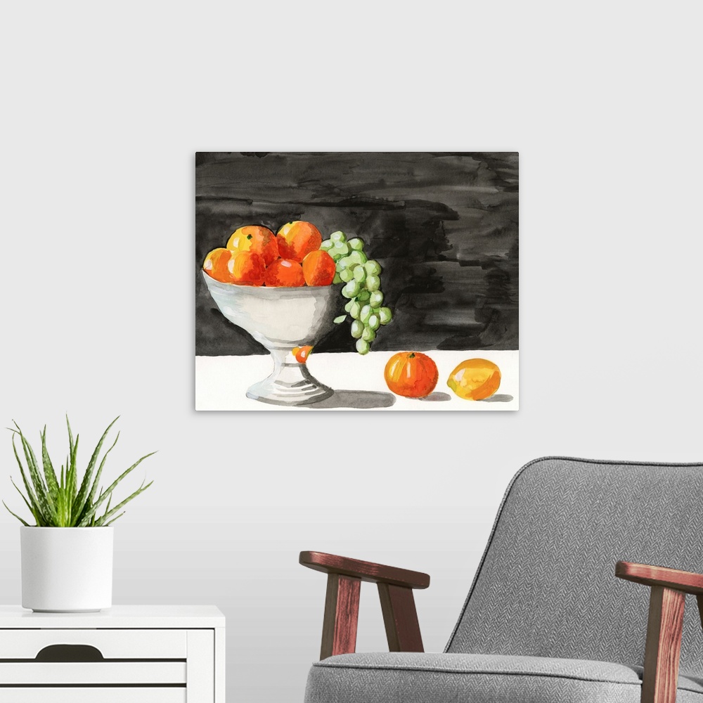 A modern room featuring Watercolor Fruit Bowl II