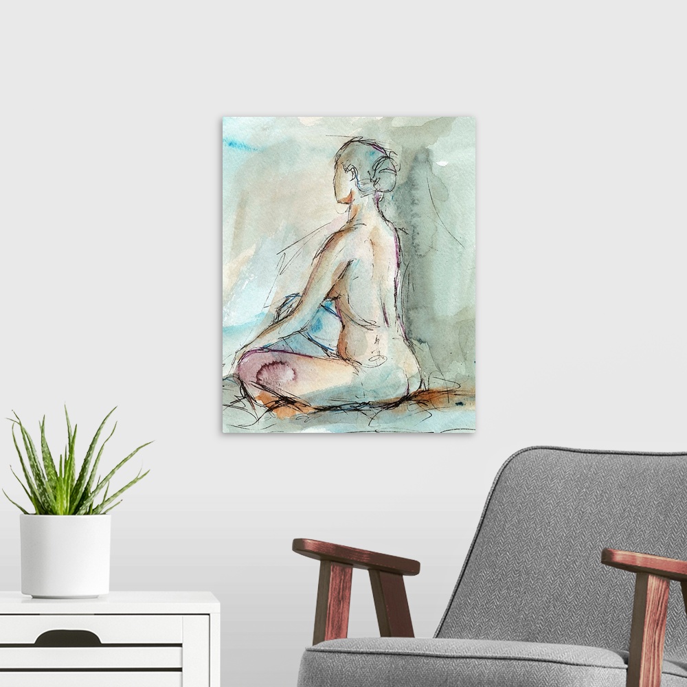 A modern room featuring Watercolor Gesture Study II