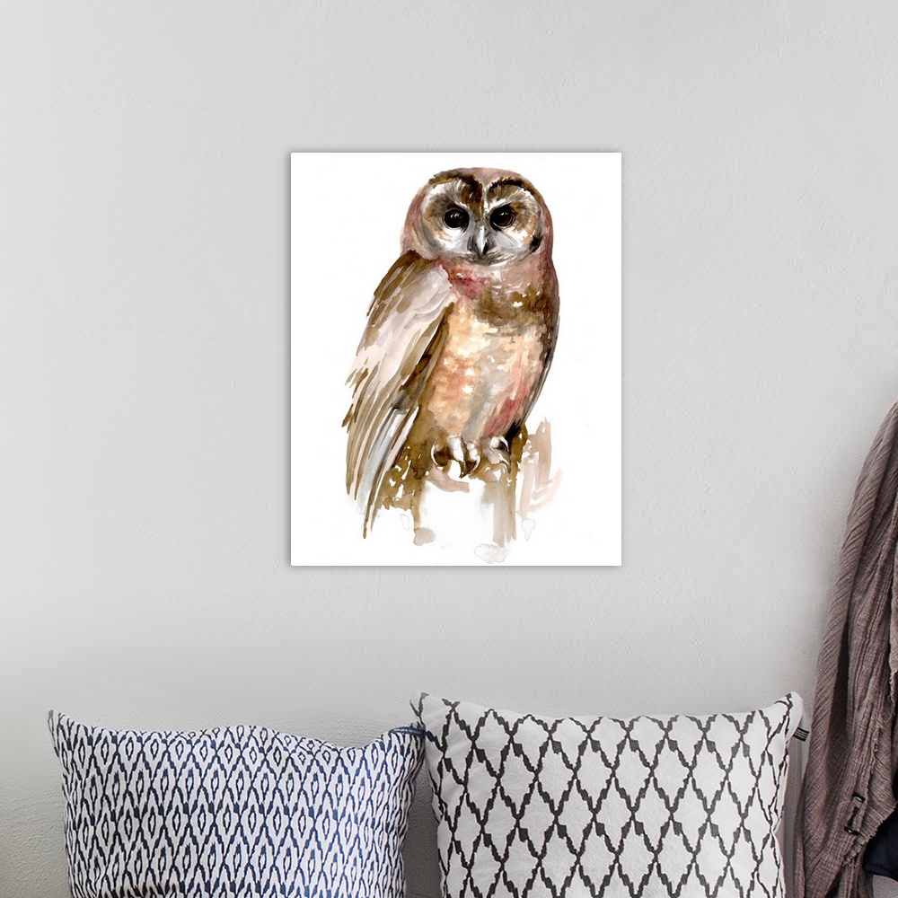 A bohemian room featuring Watercolor Owl II