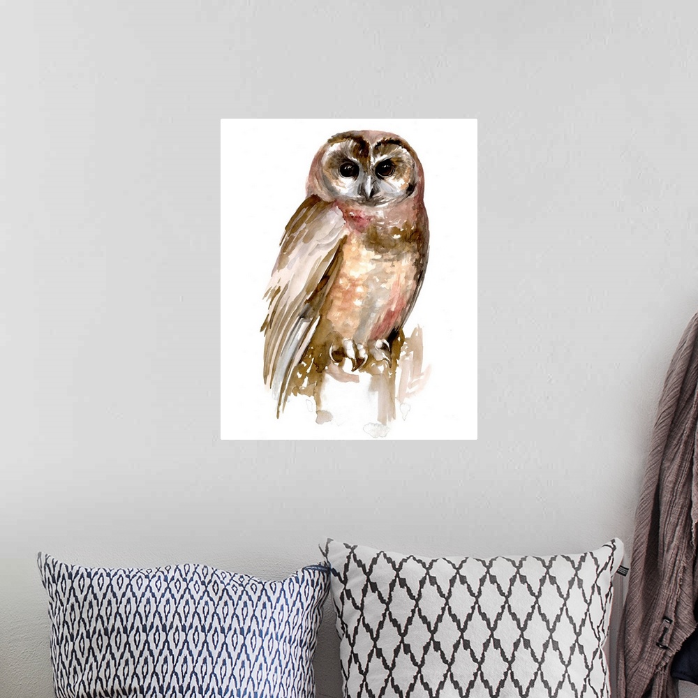 A bohemian room featuring Watercolor Owl II