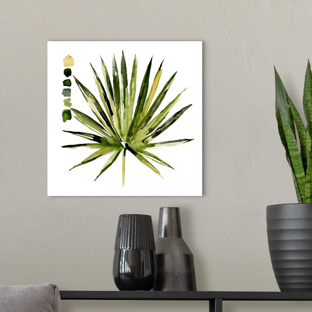 A modern room featuring Watercolor Palmetto Palms I