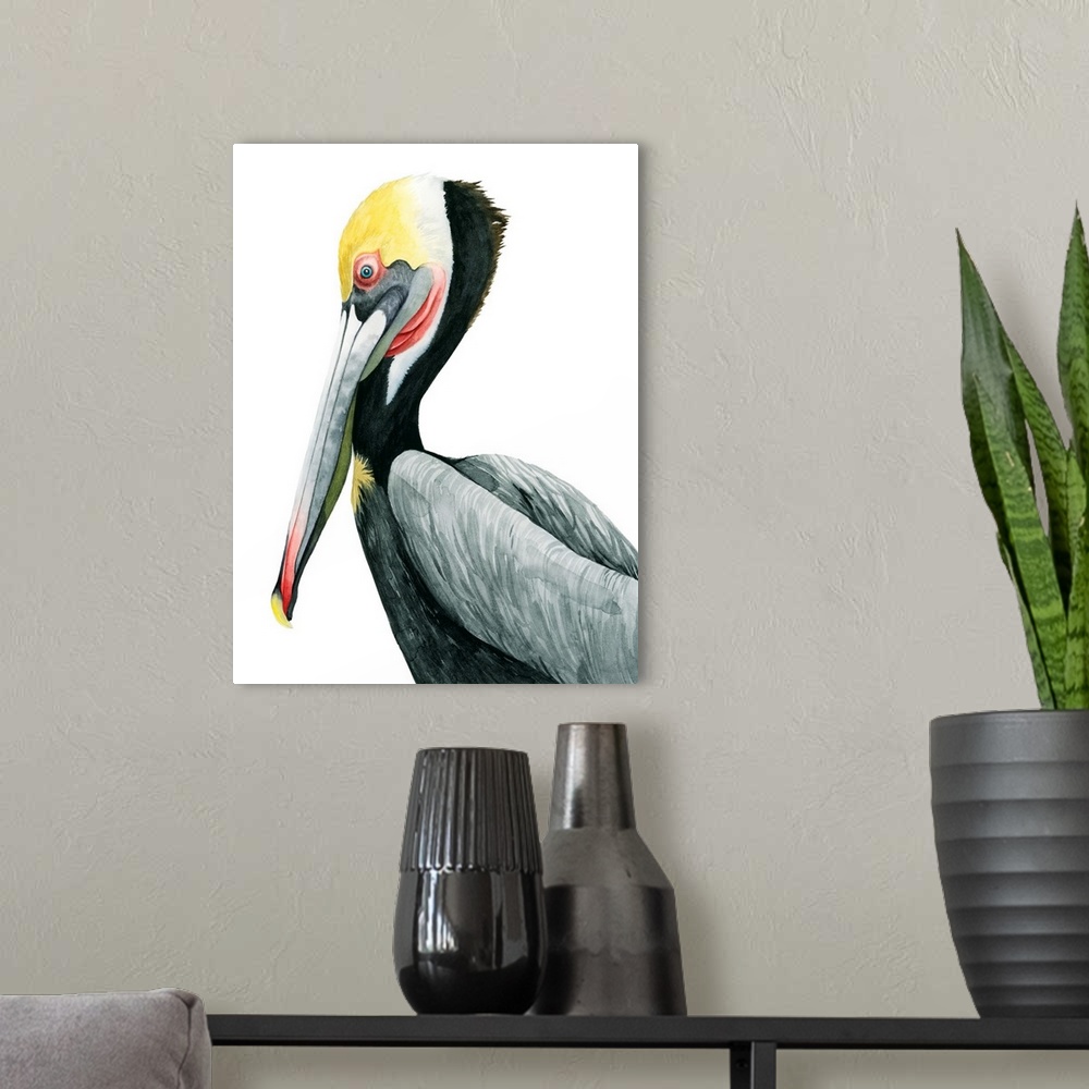 A modern room featuring Watercolor Pelican II