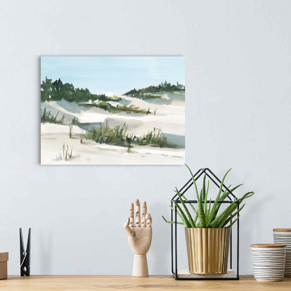 A bohemian room featuring Watercolor Sand Dunes I