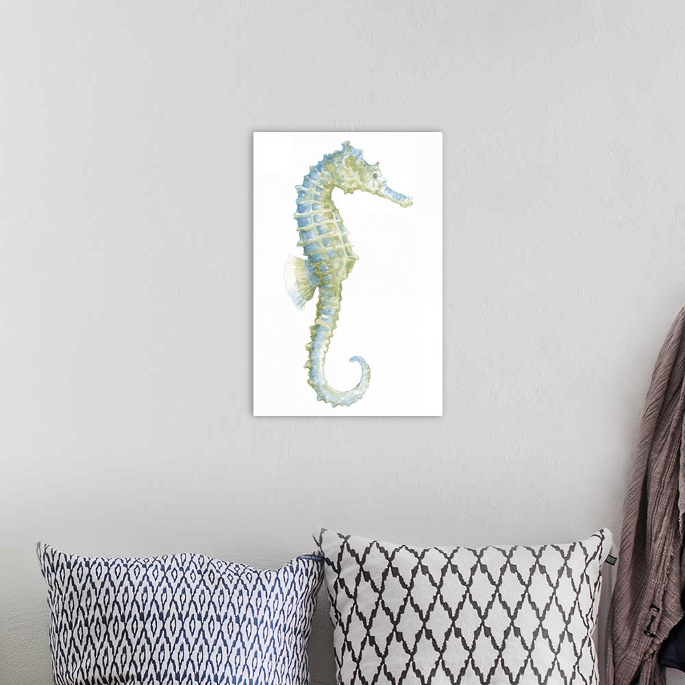 A bohemian room featuring Watercolor Seahorse I