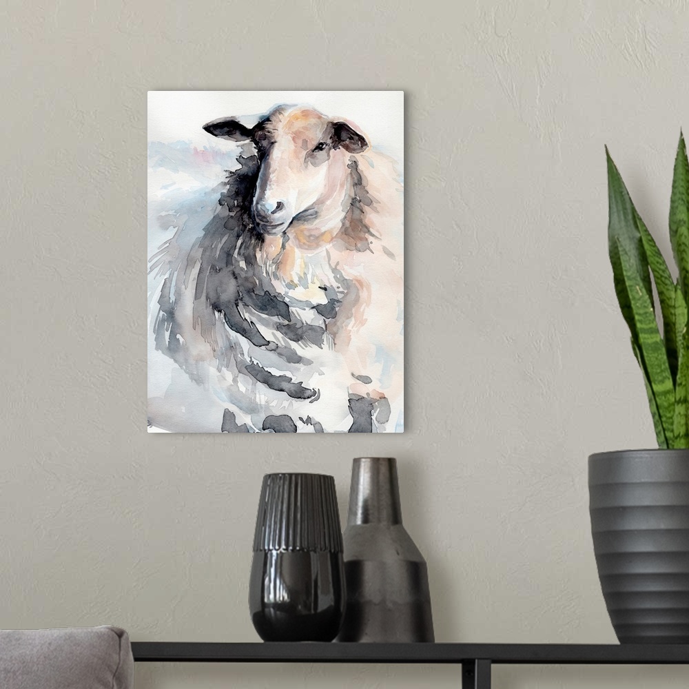 A modern room featuring Watercolor Sheep II