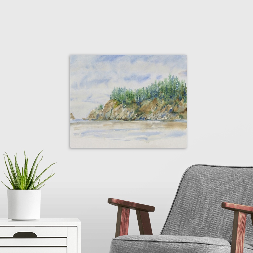 A modern room featuring Watercolor Shore I