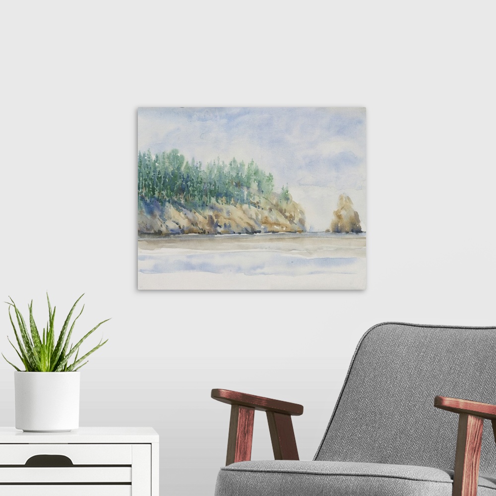 A modern room featuring Watercolor Shore II