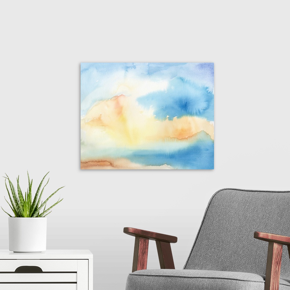 A modern room featuring Watercolor Sky I