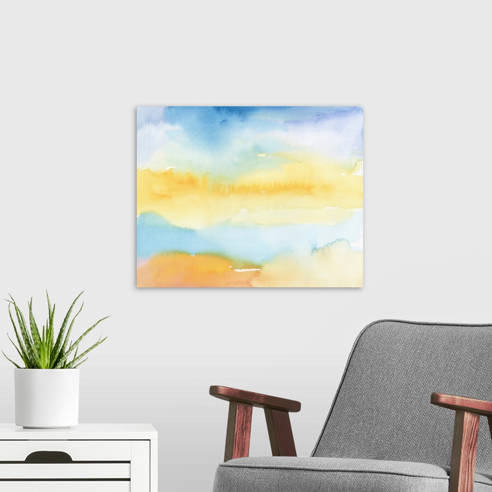 A modern room featuring Watercolor Sky II