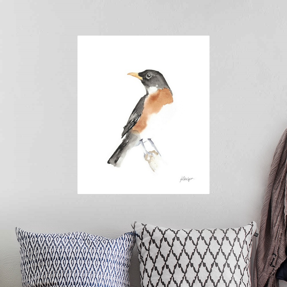 A bohemian room featuring Watercolor Songbirds IV