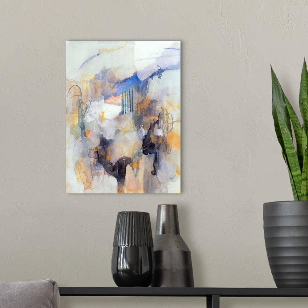 A modern room featuring Watercolor Tatter IV