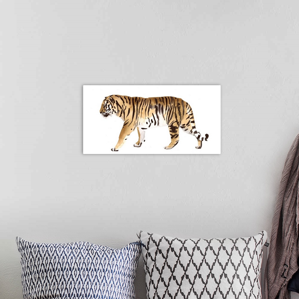 A bohemian room featuring Watercolor Tiger III