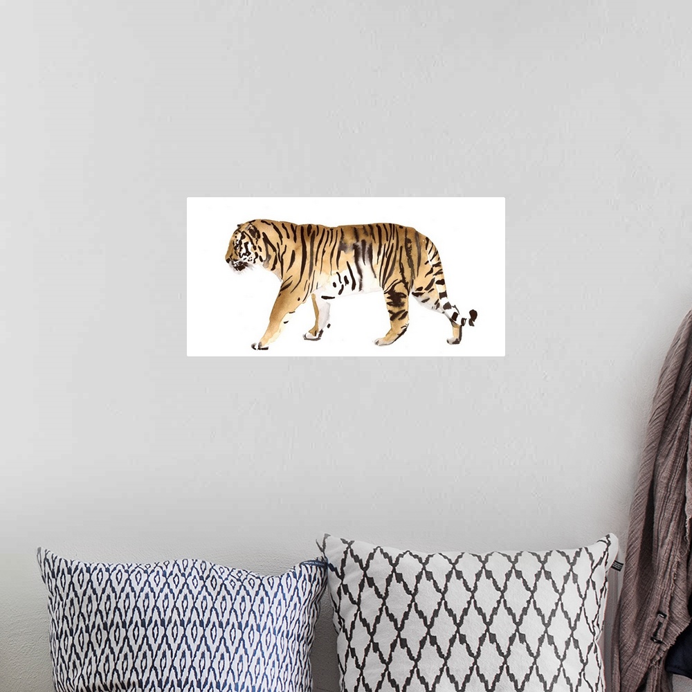 A bohemian room featuring Watercolor Tiger III