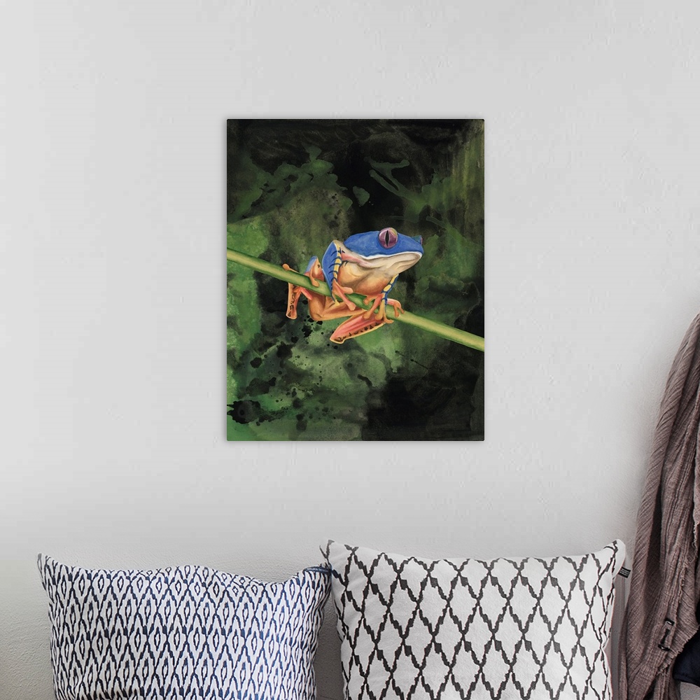 A bohemian room featuring Watercolor Tree Frogs III